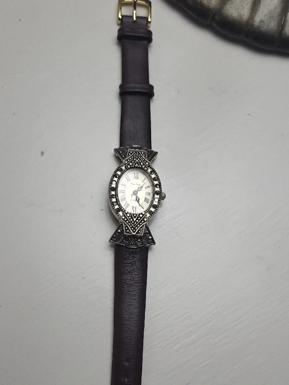 Ornate Silver-Tone Oval Women’s Watch
